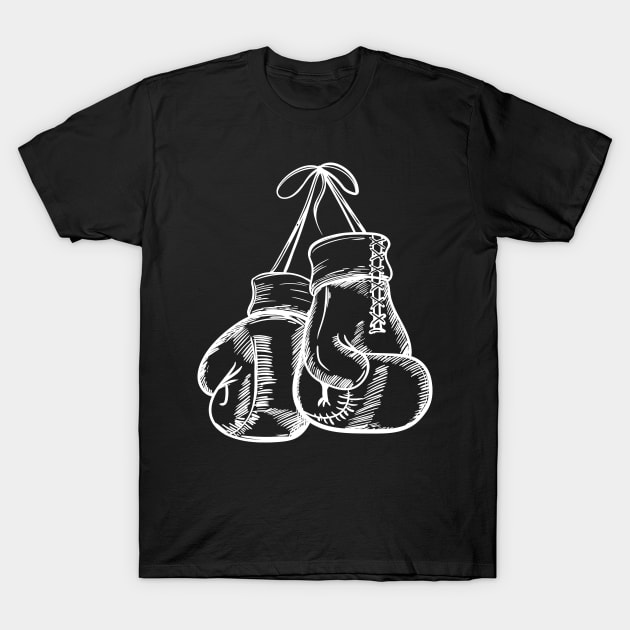 White Boxing Gloves T-Shirt by LetsBeginDesigns